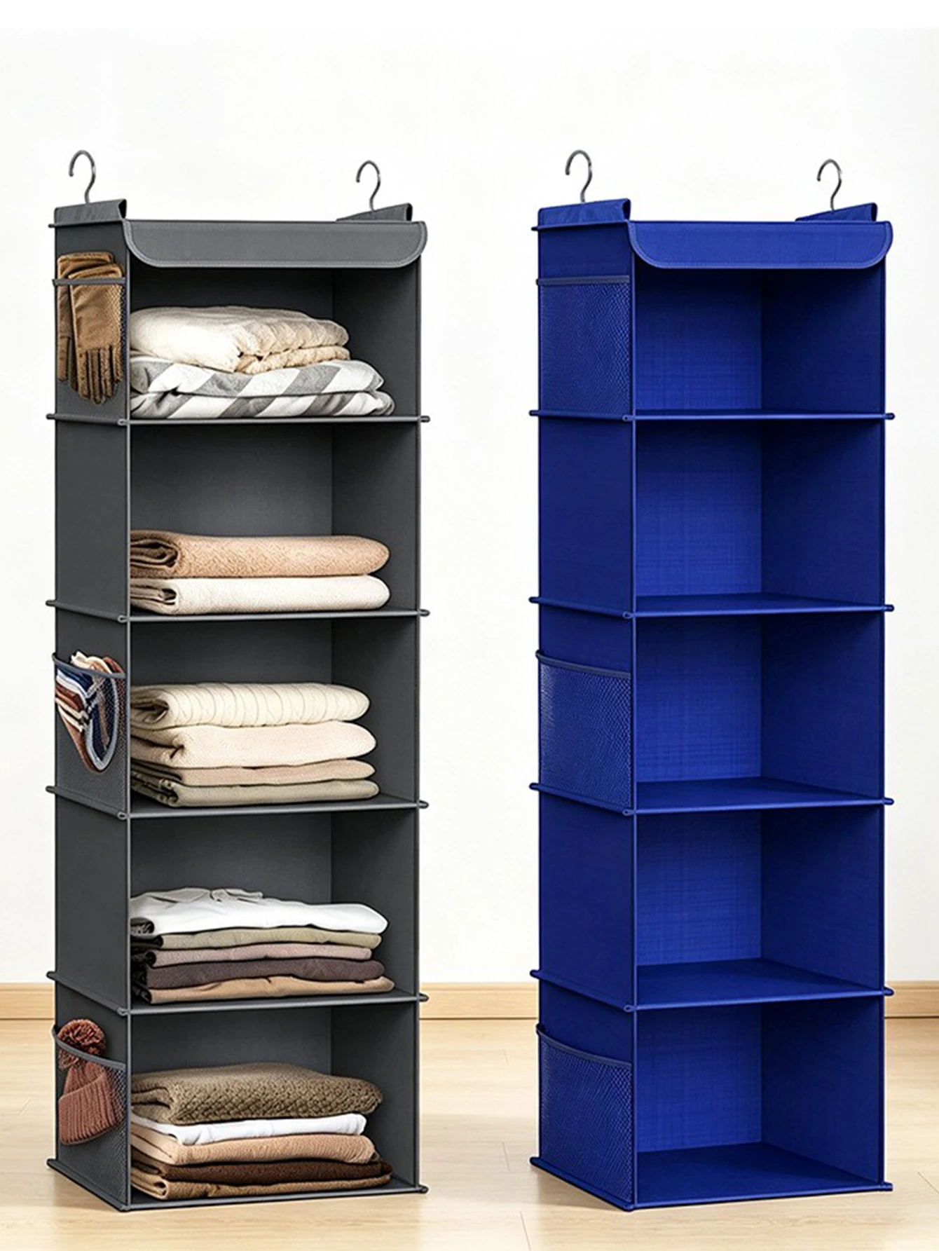 Baby Clothing Organizer - 5-laags hangende kledingopbergzak van stof, opvouwbaar.