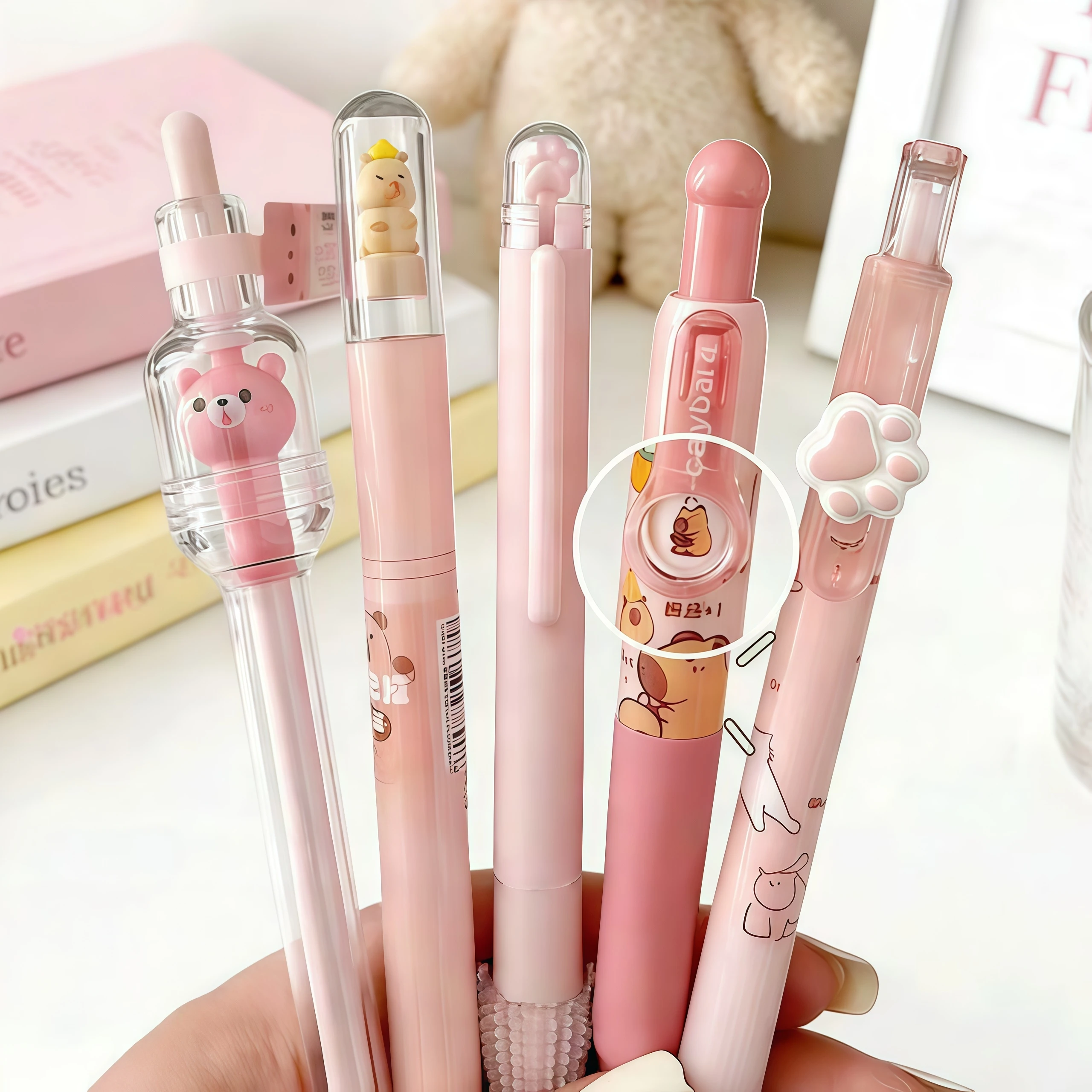 

5pcs luxury Count Pastel Gel Ink Pens Set,Cute Note Taking 0.5mm Fine Point Retractable 5 Black Ink Pens with for Writing, Journ