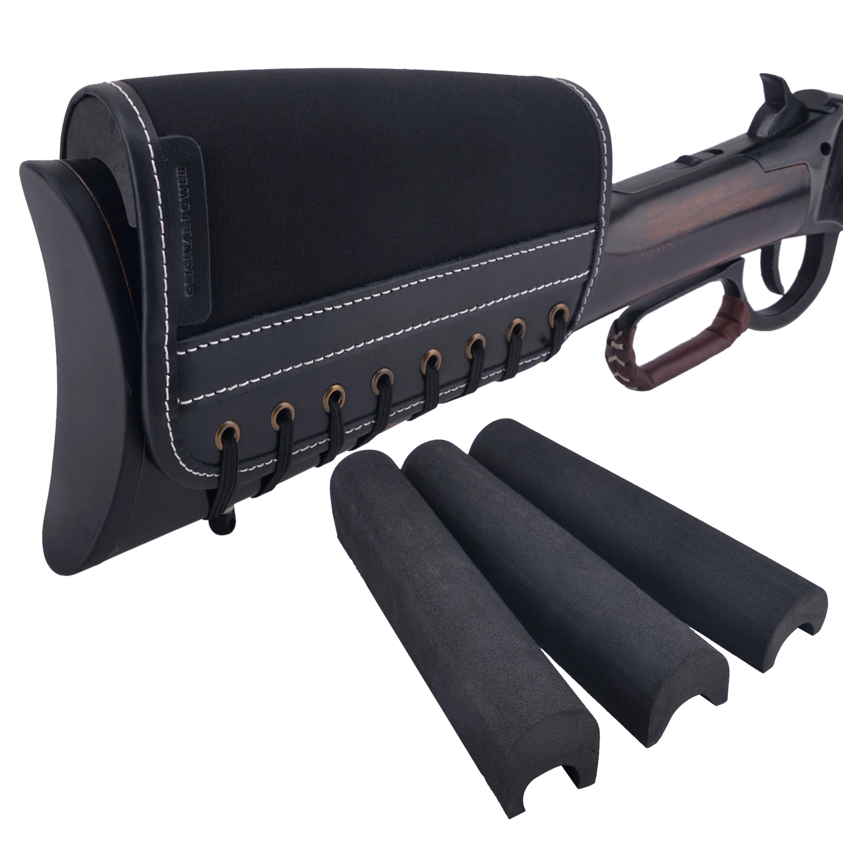 Hunting Rifle Gun Buttstock Leather Shotgun Cheek Rest Shoulder Pad 3pcs Adjustable EVA Foam Gun Accessories for Shooting