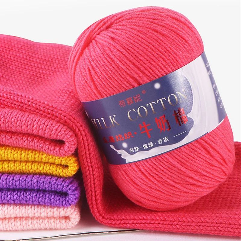 Combed Milk Cotton Yarn, 3 Ply Hand Knitting Threads for Crocheting Socks Scarf Hat Sweater Soft Knitting Wool Crochet Supplies