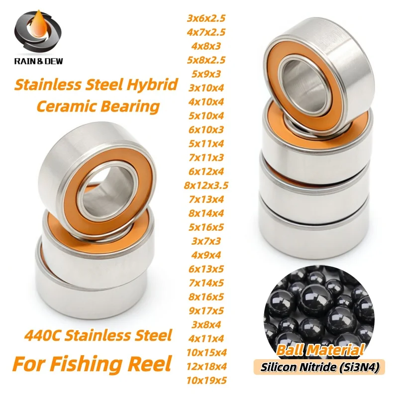 1Pcs Stainless Steel Hybrid Ceramic Ball Bearing ABEC-7 Without Grease Fast Turning 7x14x5mm 3x10x4mm 5x10x4mm 5x11x4mm 3x8x4mm
