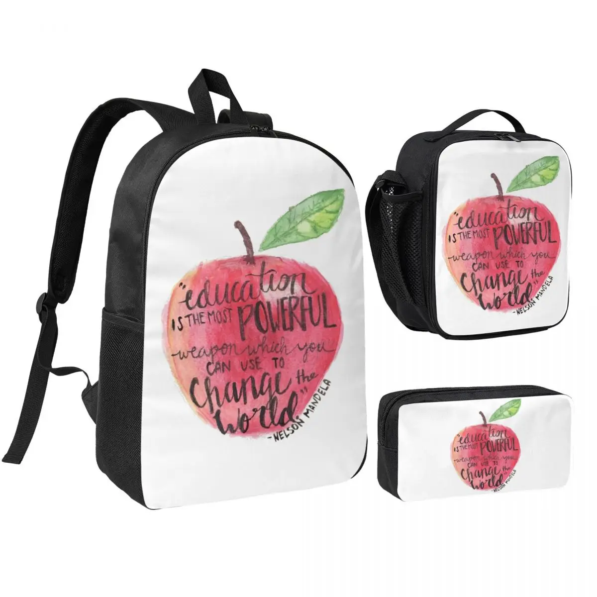 

Teacher Quote Backpack Student BookBag School Bag Shoulder Bags 3ps Insulated Lunch Bag Pencil Case