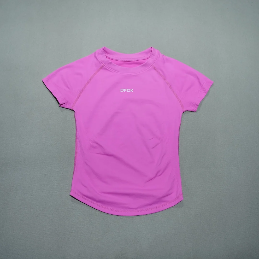 2026 New Women Round Neck Sports T-shirt Elastic Slim Fit Breathable Short Sleeve Top Gym Yoga Running Casual Workout Blouse image 4