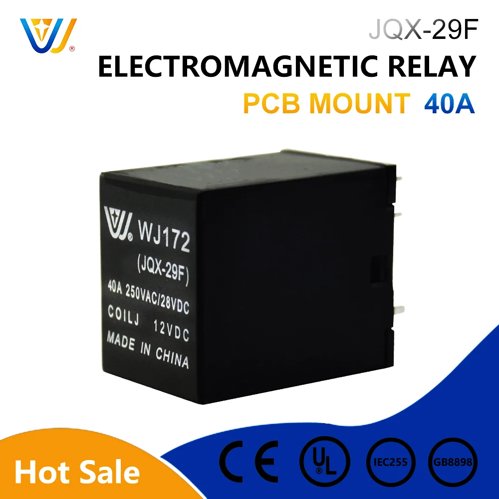 

JQX 29F Repair 40A 6PIN 12V 24V Power Relay SPDT JQX-29F jqx29f PCB Mount Electromagnetic Relay with CE/CQC/UL/RoHS/Reach