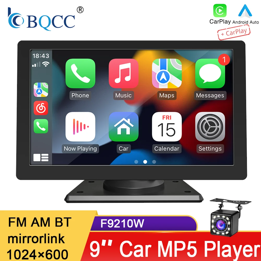 

BQCC 9 Inch Portable Universal Car Radio BT FM Wireless CarPlay Android Auto Touch Screen Multimedia Player For All Cars