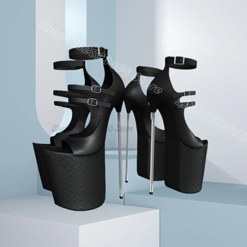 Sandalias de plataforma con tacones de Metal blanco, Punta abierta, hebilla en el tobillo, estilo británico, sandalias de fiesta de baile de verano Para Mujer, Zapatos Para Mujer 2025