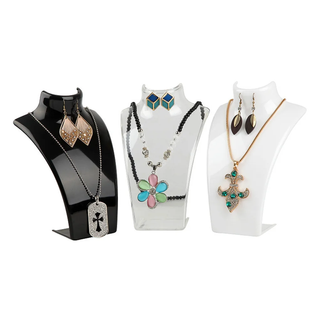 Elegant Jewelry Bust Stand Necklace Organizer Practical Neck Chain Holder for Dresser Vanity Home Shop Black Necklace Organizer