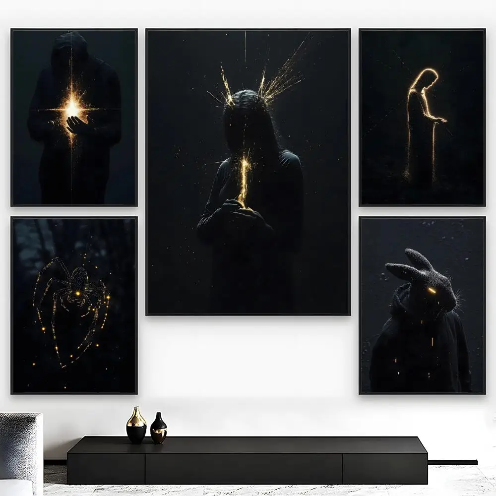 Sleek Atmospheric M-Minimalist Dark Night Light Poster High-Grade For Home Room Bar Cafe Decoration Art & Present