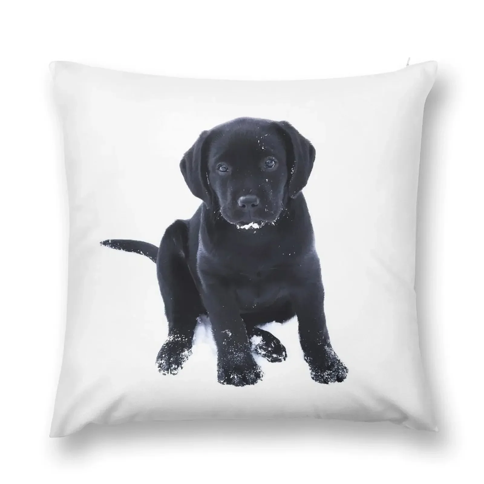 

Snow Puppy - Black Labrador Throw Pillow Pillowcases For Pillows Cushions For Sofa pillow