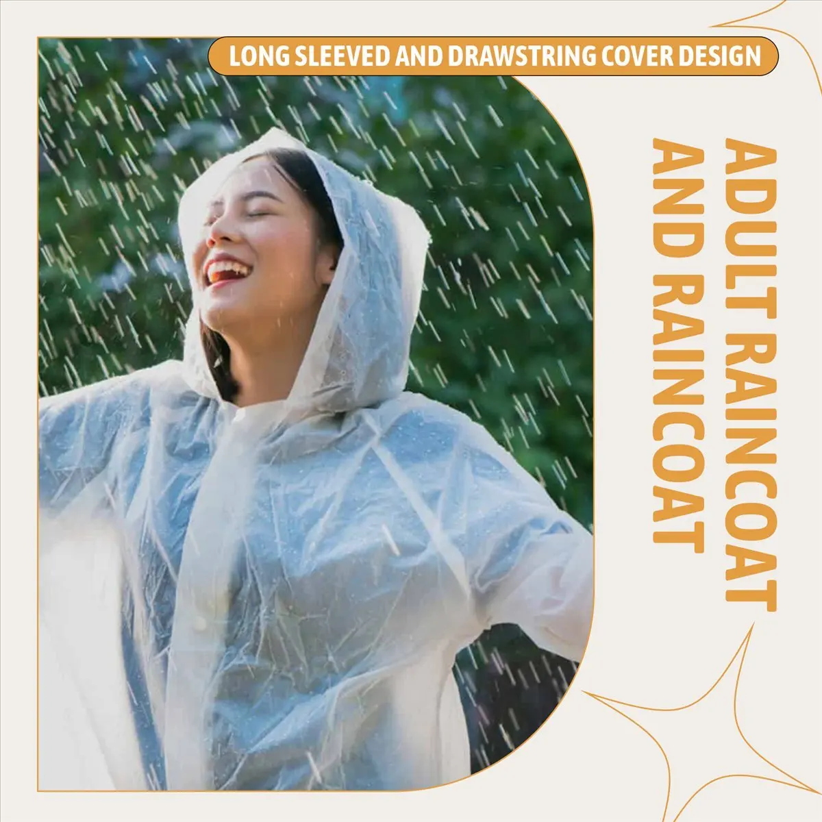 AA921 Superior Raincoat 2 Pack Rain Ponchos for Men Women Adults Reusable Portable Rain Coat Waterproof with Elastic Sleeves