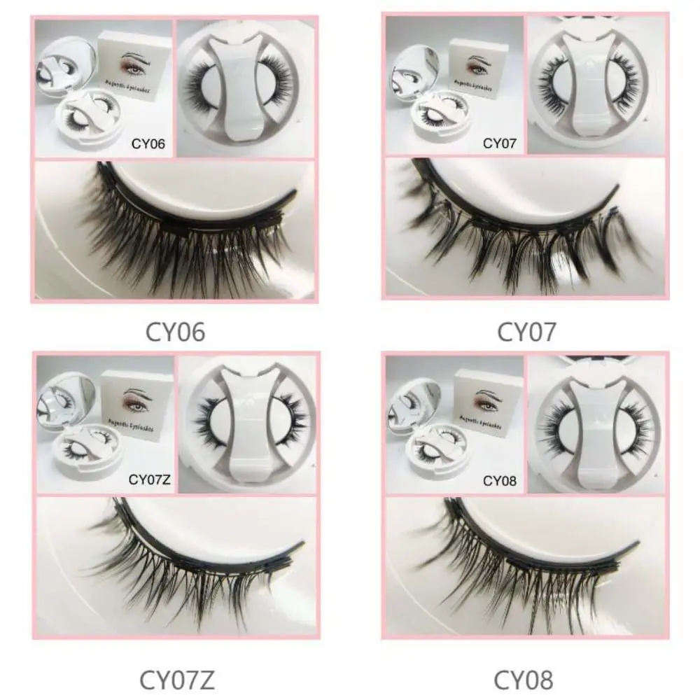 Cat Eye Magnetic False Eyelashes Long Lasting with Mirror Magnetic Eyelashes with Clip Fluffy Makeup False Eyelash Clusters