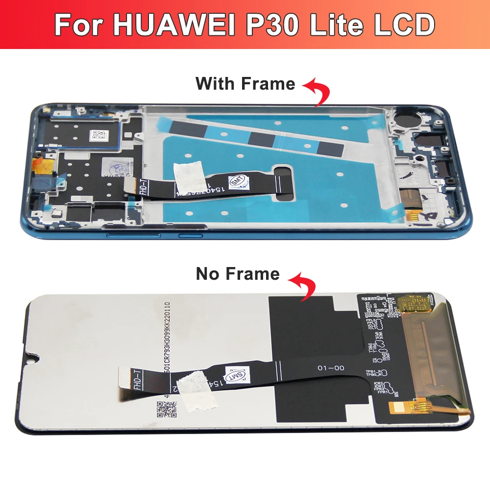 AMOLED Display For HUAWEI P30 Lite Lcd Display Touch Screen Digitizer Assembly For HUAWEI Nova 4E MAR-LX1 LX2 AL01