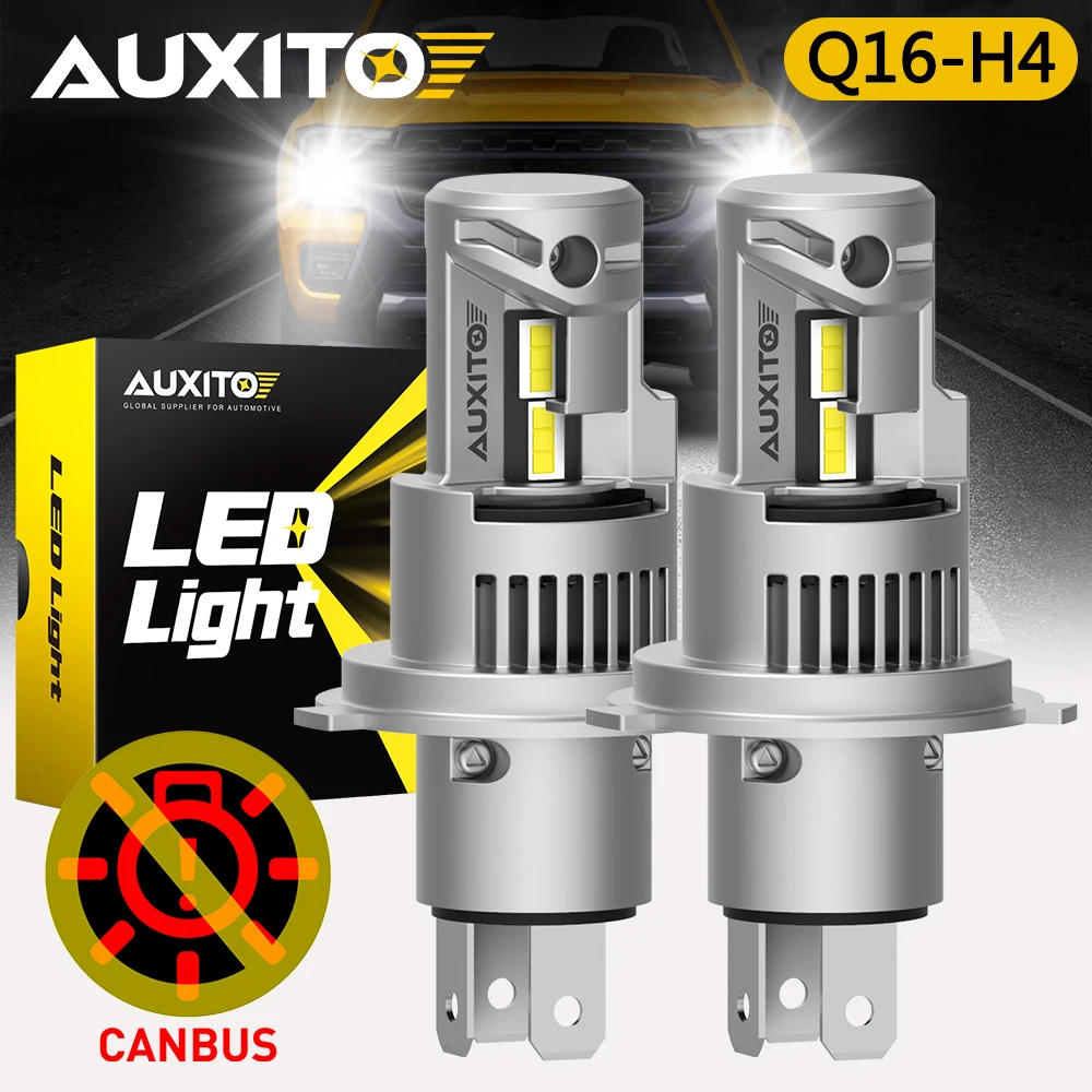 

2 шт. AUXITO H4 светодиодные фары Canbus без мерцания 9003 HB2 6000K с вентилятором для Honda Nissan Ford дальнего ближнего света, лампа 100 Вт, мощная