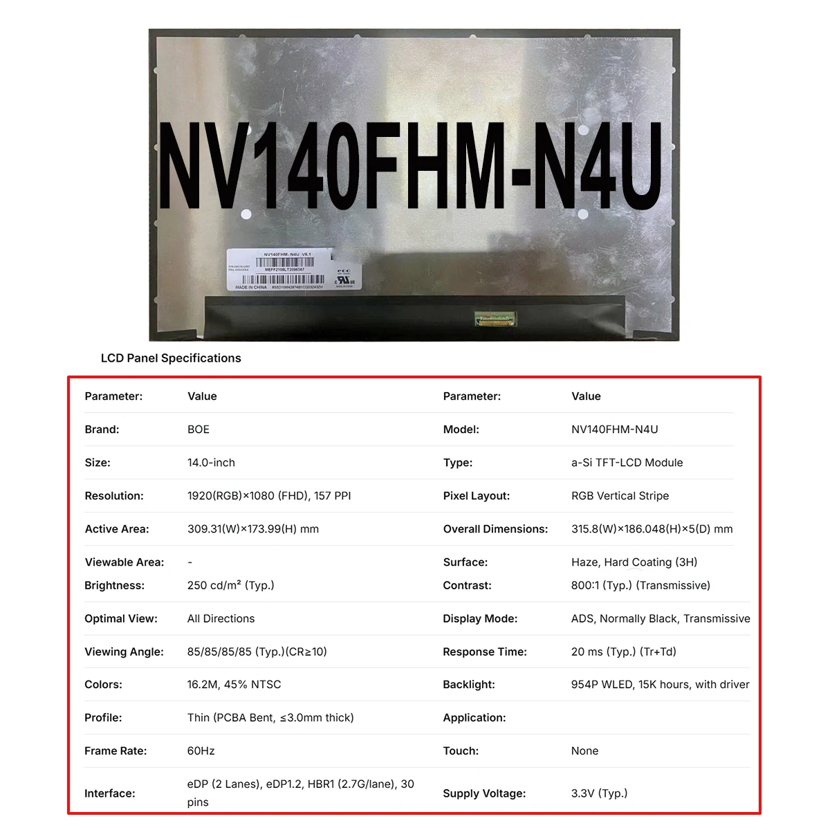 Layar Monitor LCD Laptop Grosir 14 inci Tipis NV140FHM N4U LP140WFA SPD1 LP140WFA SPC1 LP140WFA SPD4 LP140WFA SPF2