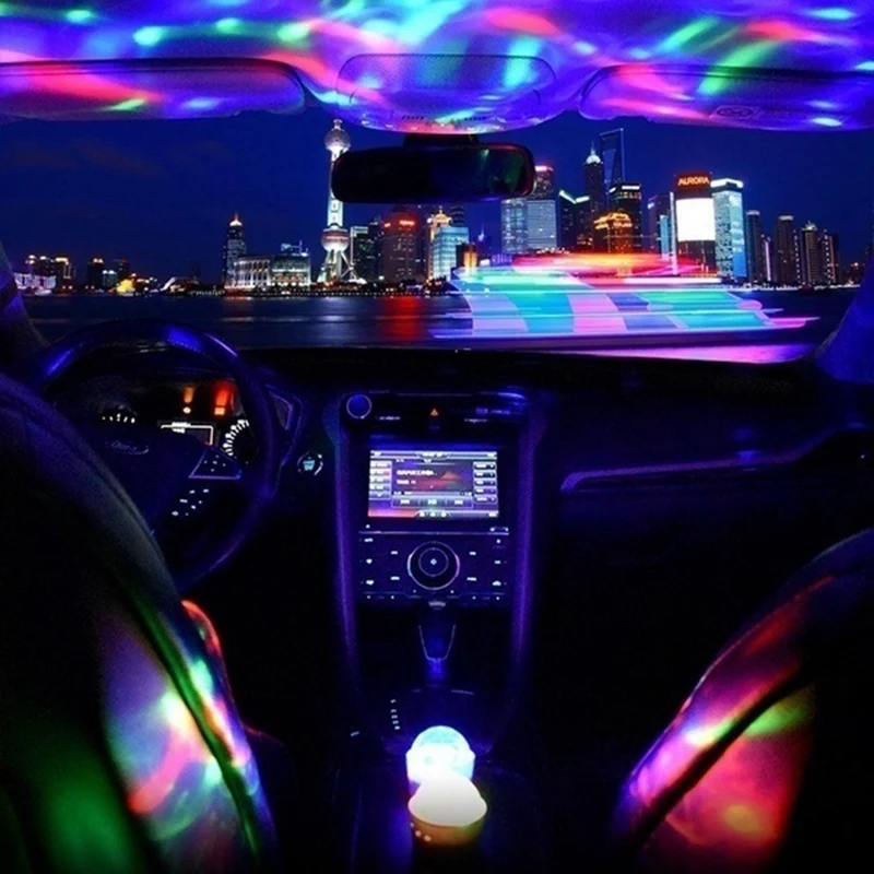 Abzv-multi-cor usb led lâmpada de iluminação interior do carro atmosfera luz lâmpadas de néon sensor de som luz dj