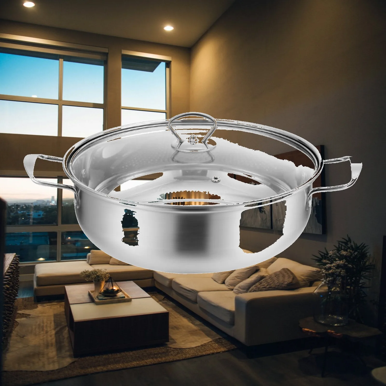 Portable Stainless Steel Soup Pot Thicken Cooking Pan Kitchen Tool for Family Gatherings or Parties