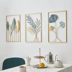 1pc Colored Ginkgo Leaf Iron Wall Hanging Nordic Vintage Metal Photo Frame Art Home Living Room Wall Decoration Accessories