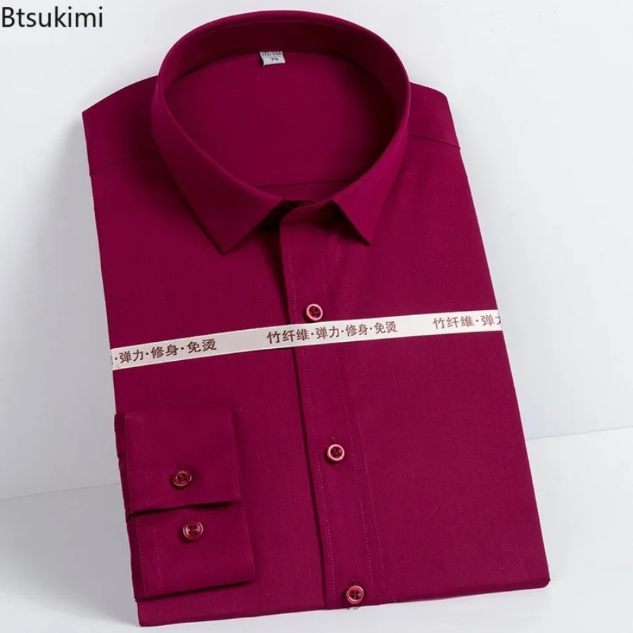 2025 New Men's Long-sleeved Dress Shirts Spring Autumn Business Casual Lapel Buttons Formal Shirts High-end Classic White Shirts