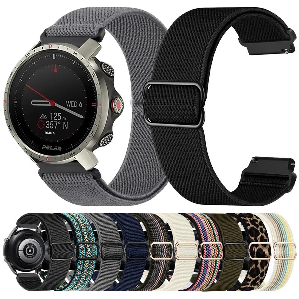 For Polar Vantage V3 M2/M Grit X Pro Titan Elastic Braided Band for Polar Ignite 3 2 Unite Pacer Bracelets 20mm 22mm Nylon Strap