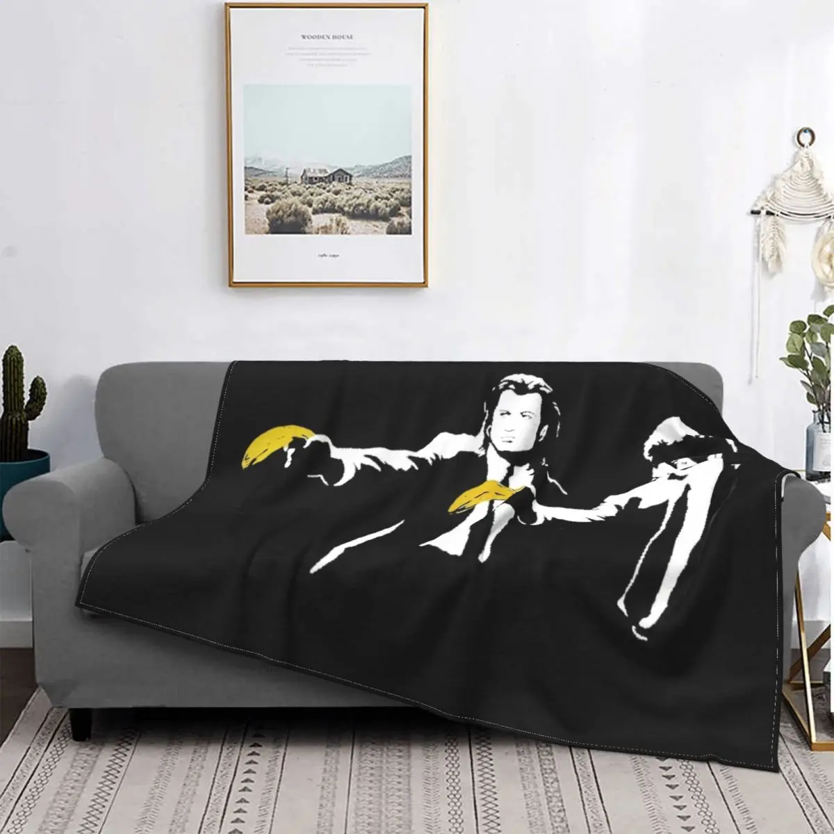 

Banksy Pulp Fiction Funny Print Blankets Comfortable Soft Flannel Street Grafitti Art Throw Blanket for Sofa Outdoor Bedding