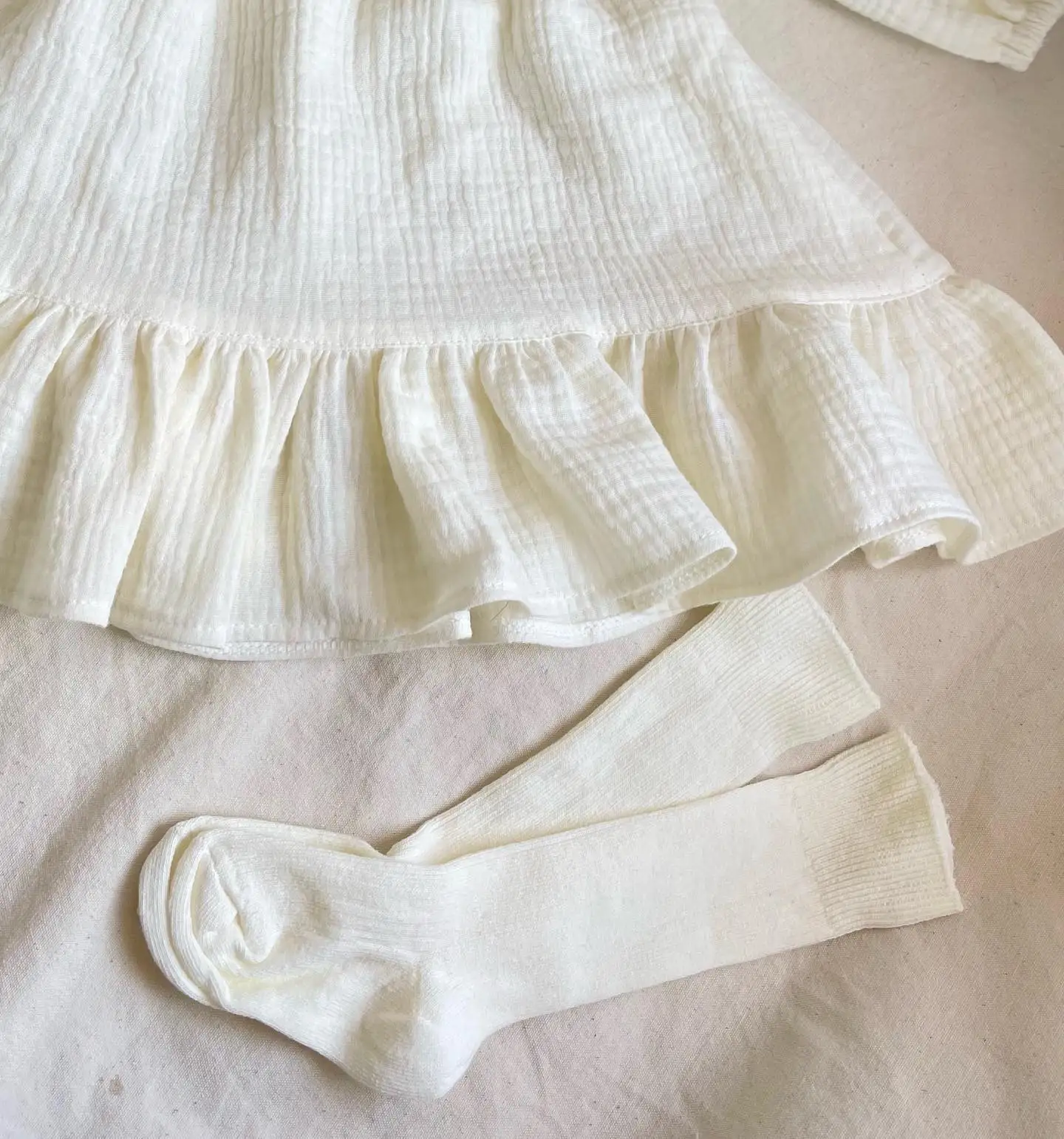 فستان من الكتان الأبيض للفتيات ، ملابس قطنية ، الربيع