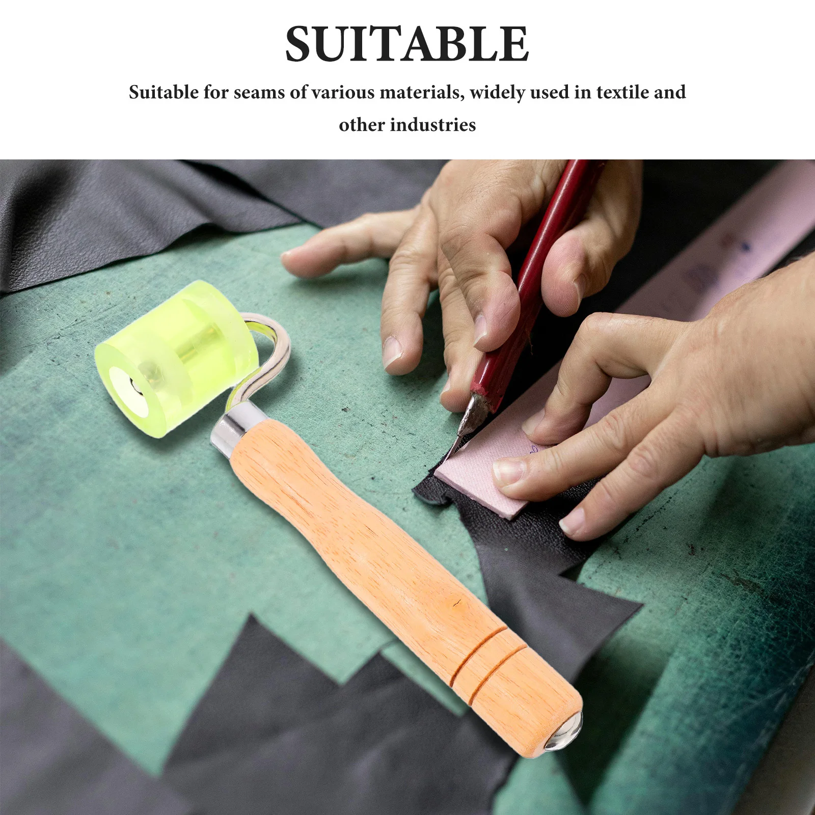 비닐 바닥재 벽지 평활화 공예 도구 엣지 프레서용 고내구성 목재 손잡이 심 롤러