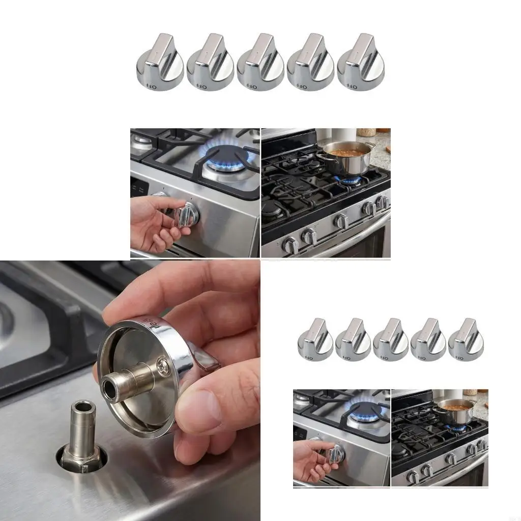 M6CB 5Pieces W11620567 Gas Stove Handle Replacement Rust Proof Precise Flame Adjustment Control Knob ABS Texture for Repair