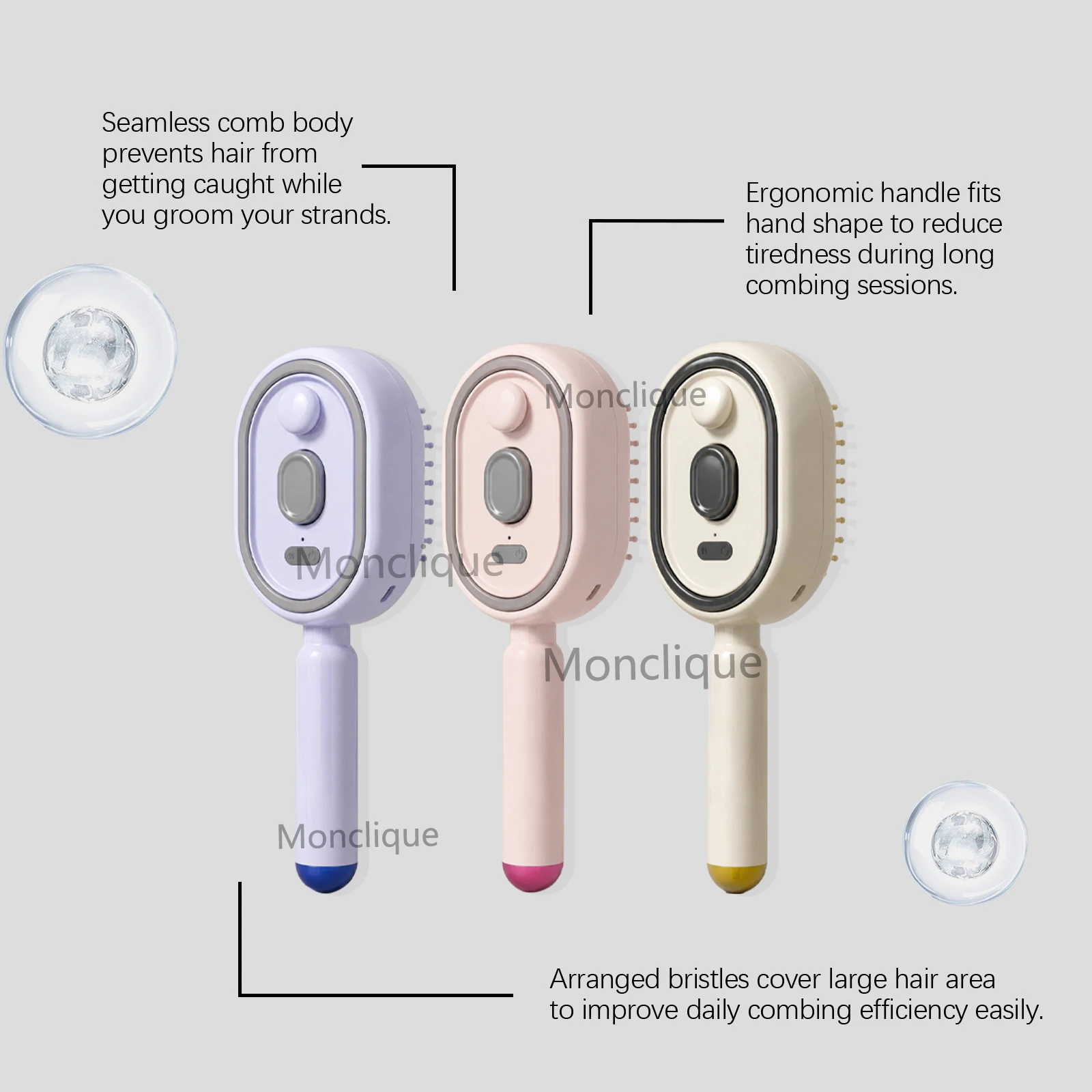 Electric Spray Air Cushion Massage Comb 3 in 1 Self-cleaning Steam Essential Oil Brush Reduce Frizz Anti-static Head Massager