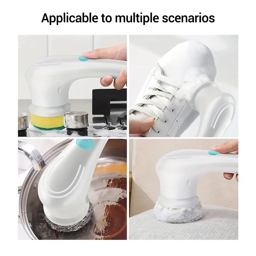 Wireless Household Electric Cleaning Brush 5-in-1Multifunctional USb Charging Bathroom Kitchen Cleaning Tool Supplies Wash Brush