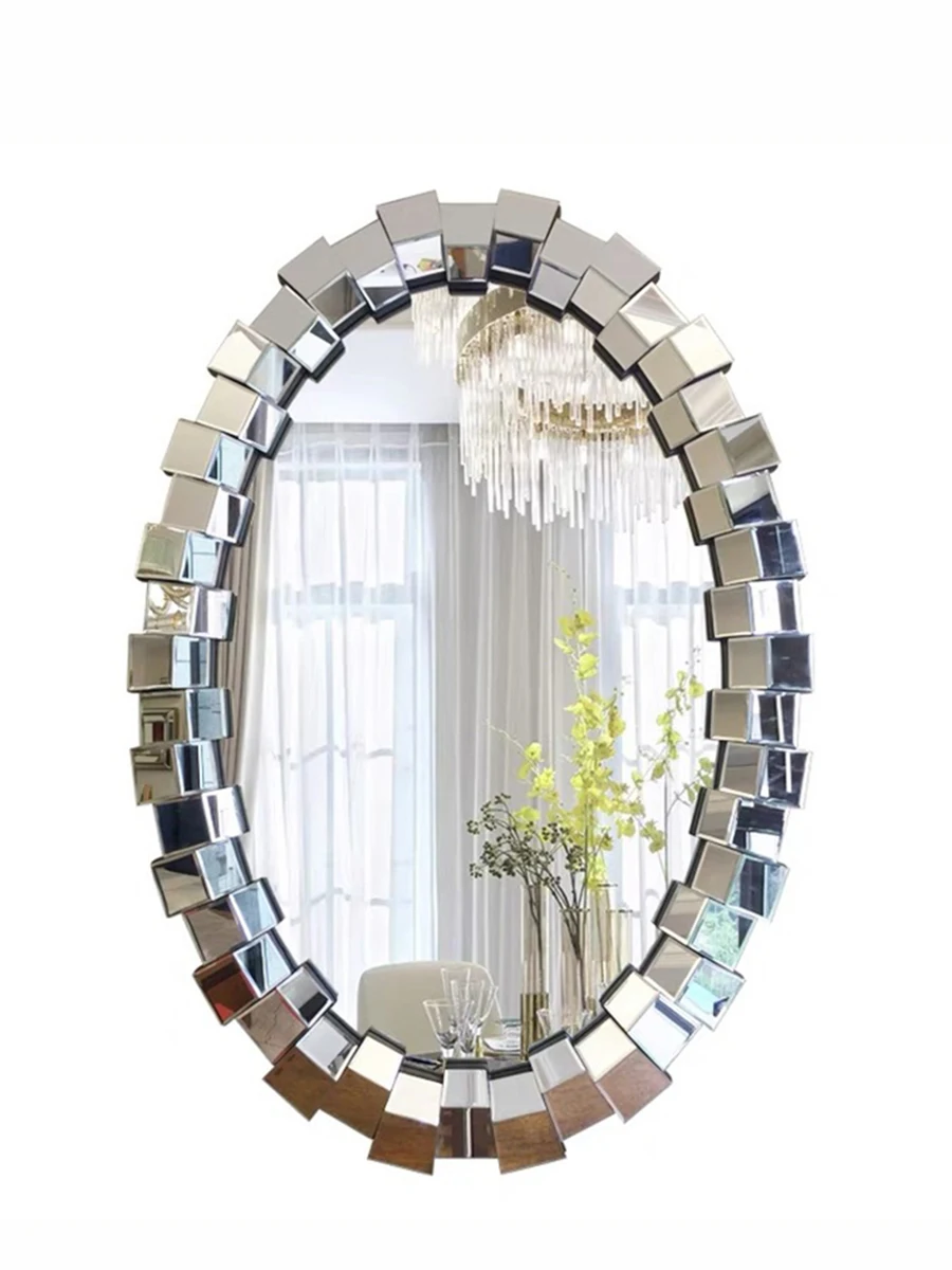 Customizable light luxury bathroom mirror, wall-mounted hanging bathroom mirror, mirror mode with triple trim