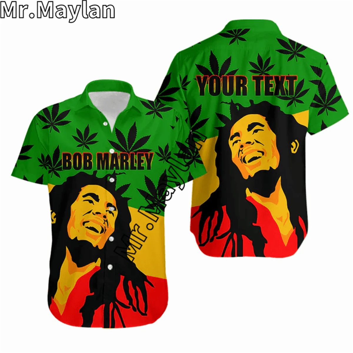 BOB MARLEY REGGAE HAWAIIAN SHIRT STYLE 3D Beach Hawaii Shirt Summer Short Sleeve Shirt Streetwear Oversized 5XL Chemise Homme-88