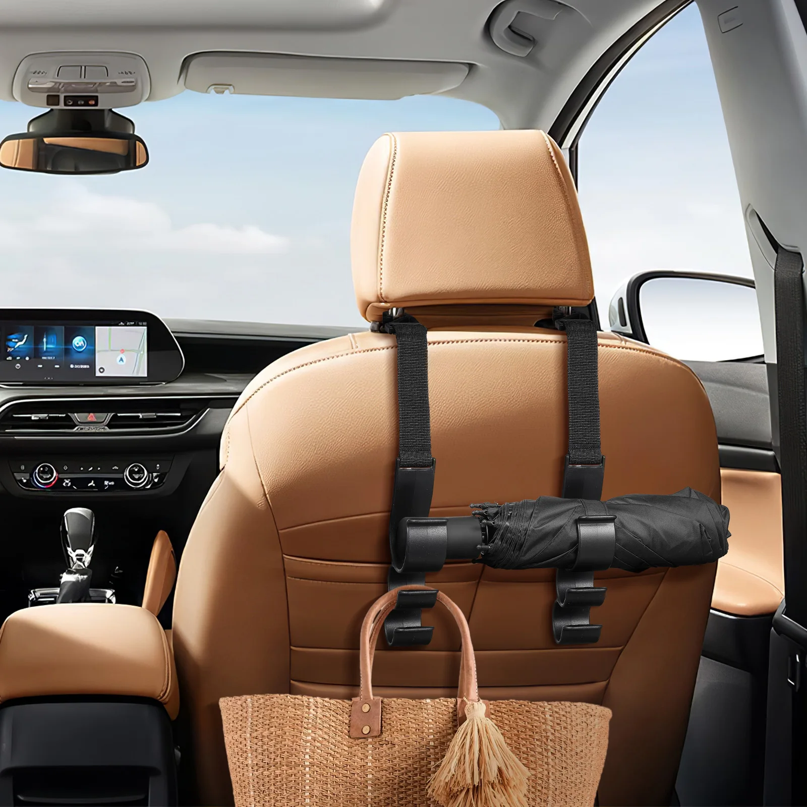 

2pcs Seat Back Hooks For Car Multi-Functional Storage Organizer Durable Plastic Car Hanger Headrest Hangers Backseat Hanging