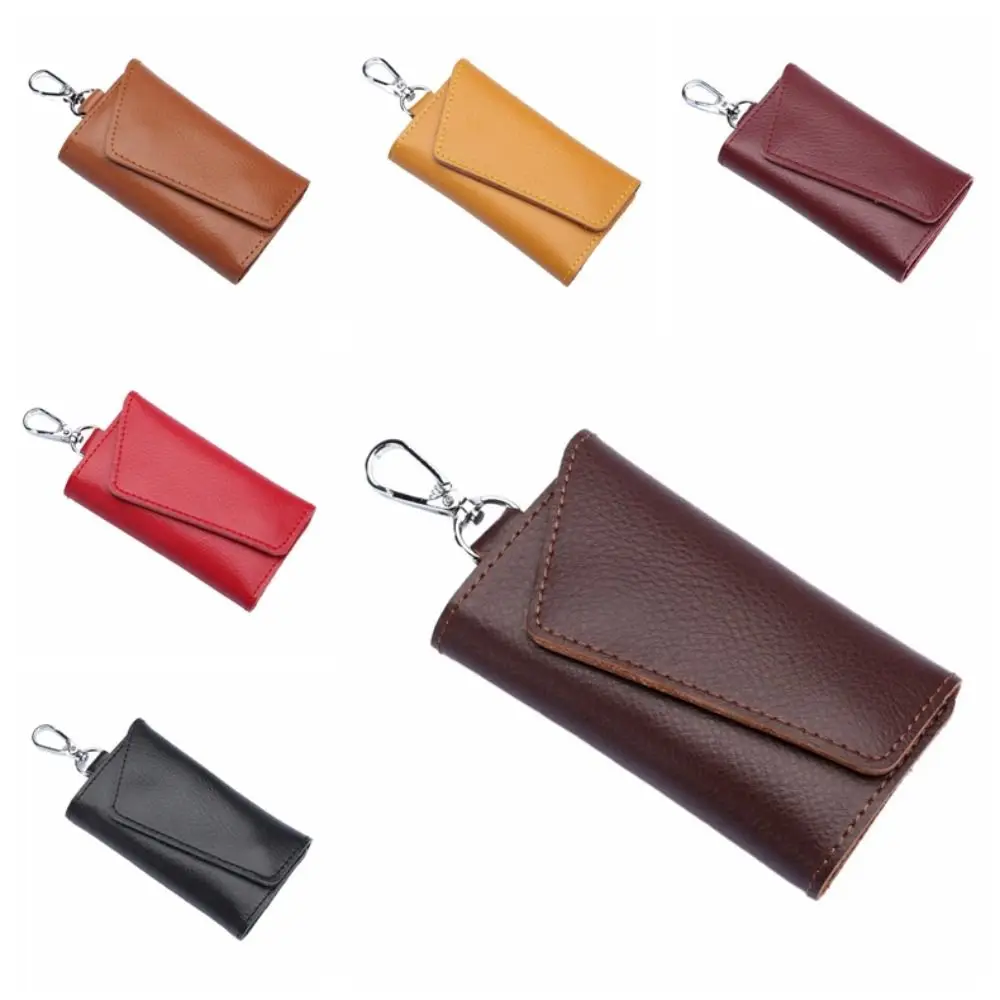 Cow Split Genuine Leather Keychain Housekeeper Key Case Key Holder Organizer Pouch Portable Mini Card Bag Car Key Wallet Unisex