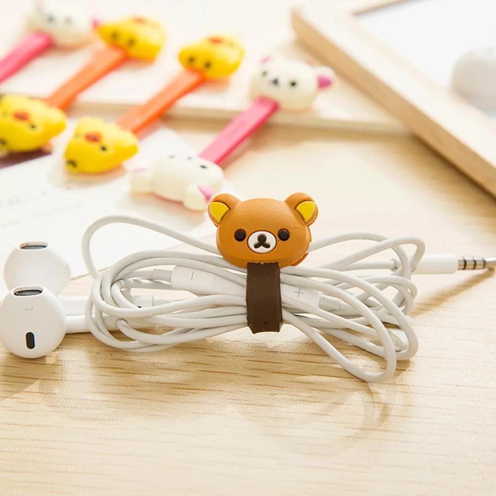 

2pcs Cord Management Cartoon Cable Winder Anti Winding Storage Cute Cord Organizer Bear Cute Data Cable Organizers