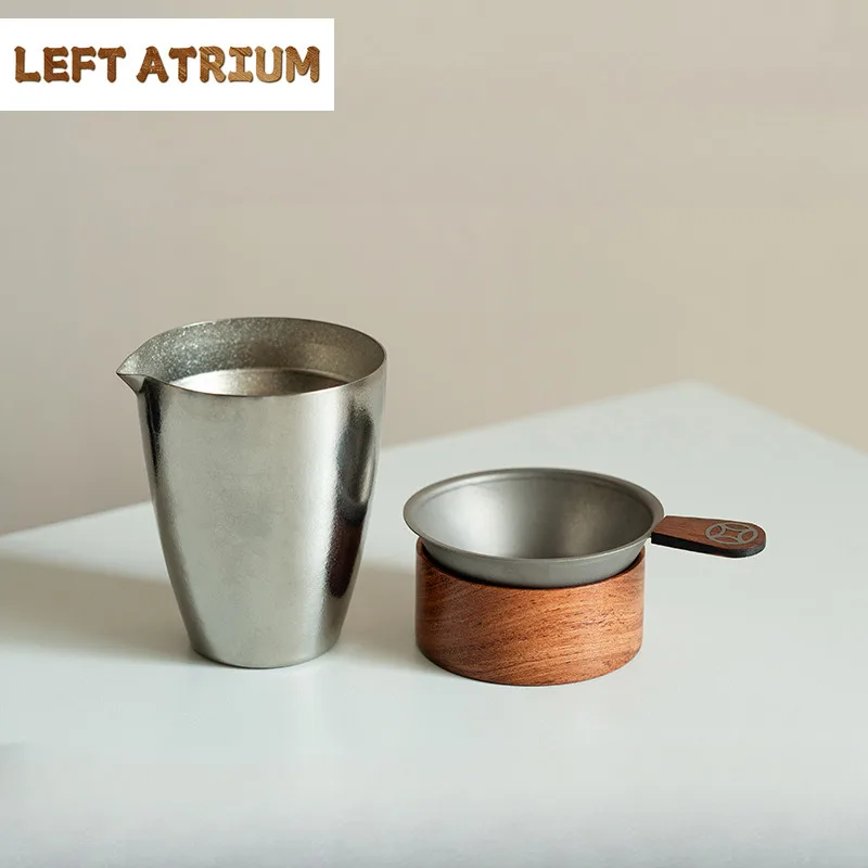 Pure Titanium Tea Leakage Fair Cup Set Handmade Pear Wood Filter Divider Tea Pitcher Tea Infusers Justice Cup Strainer Teaware