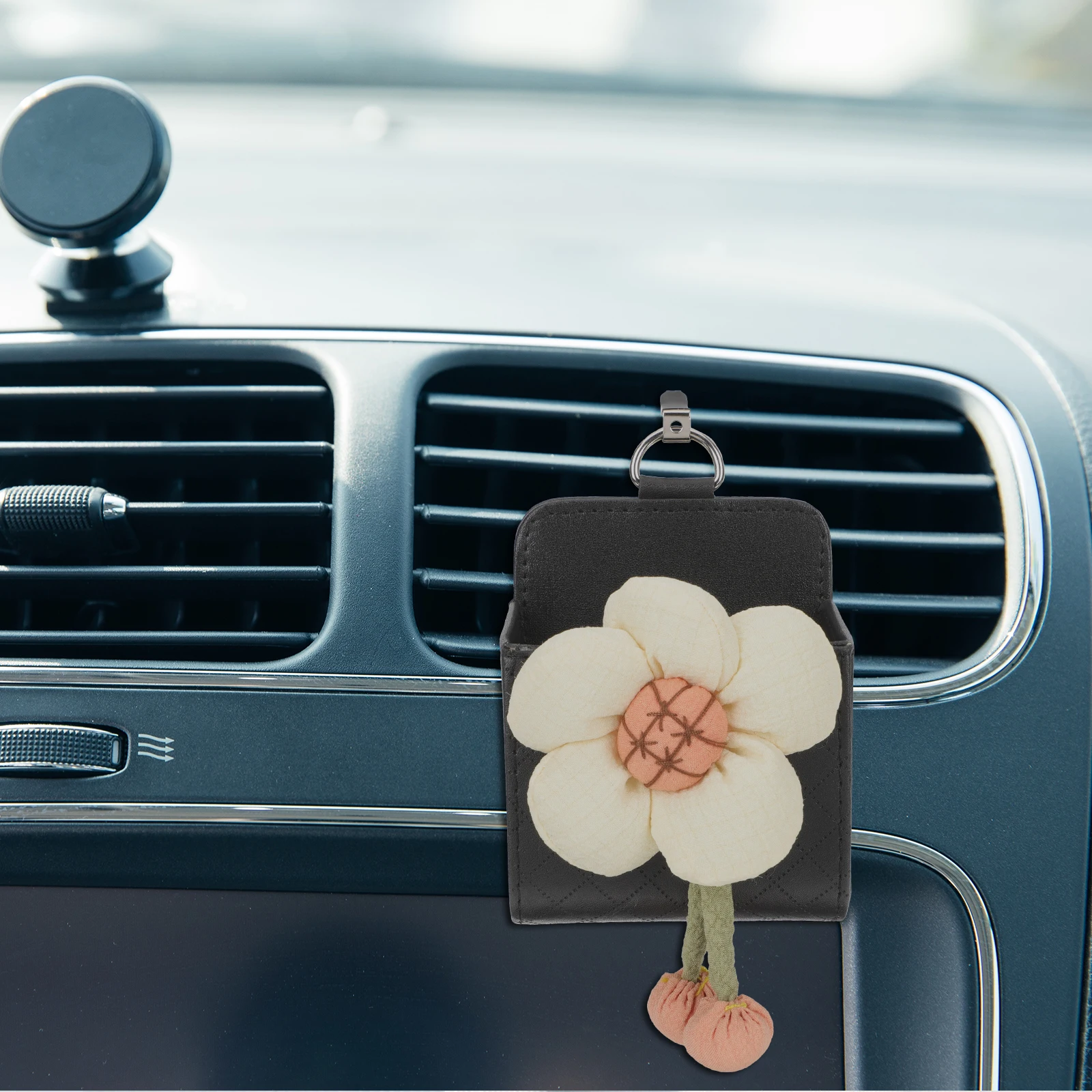 

1PCS Car Vent Hanging Storage Bag ganizer for Keys Cellphone Tension Cord Accessories Interior Travel Fabric Style