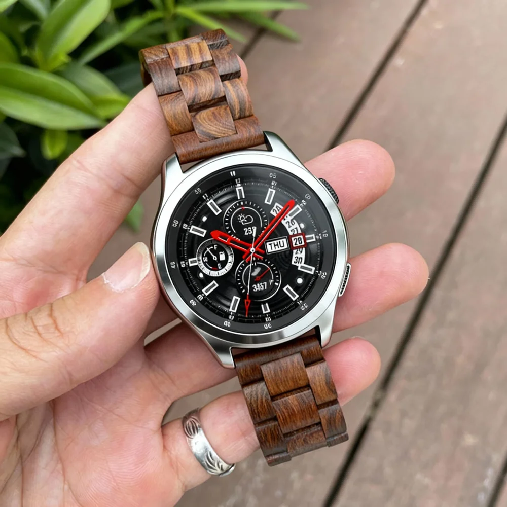 20mm 22mm Walnut Wood Watchband for Huawei Watch GT2 GT3 42mm 46mm Strap for Samsung Galaxy Watch 7/FE/6/5/4/3/Active 2