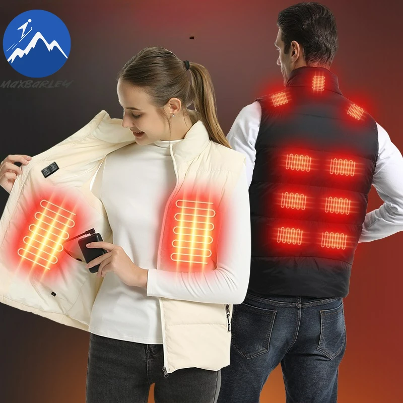 Maxbarley 14 Gilet riscaldato Piumini riscaldati elettrici Abbigliamento sportivo da uomo Cappotto da moto riscaldato Giacche riscaldanti USB da campeggio all'aperto