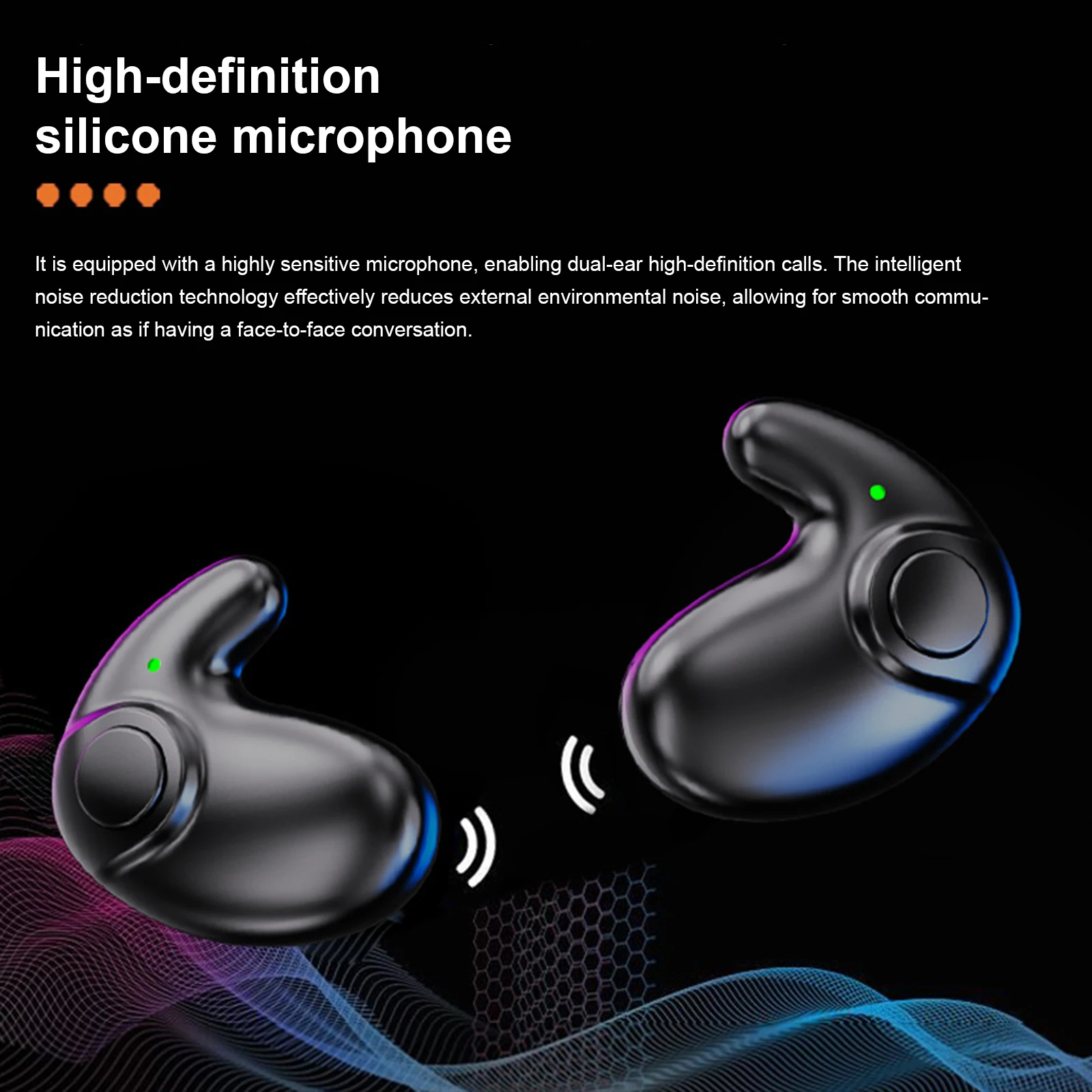 BT Wireless Earbuds with Mic Stereo Headphones Lightweight Invisible Sleep Earphones for Running Fitness Learning Accessories
