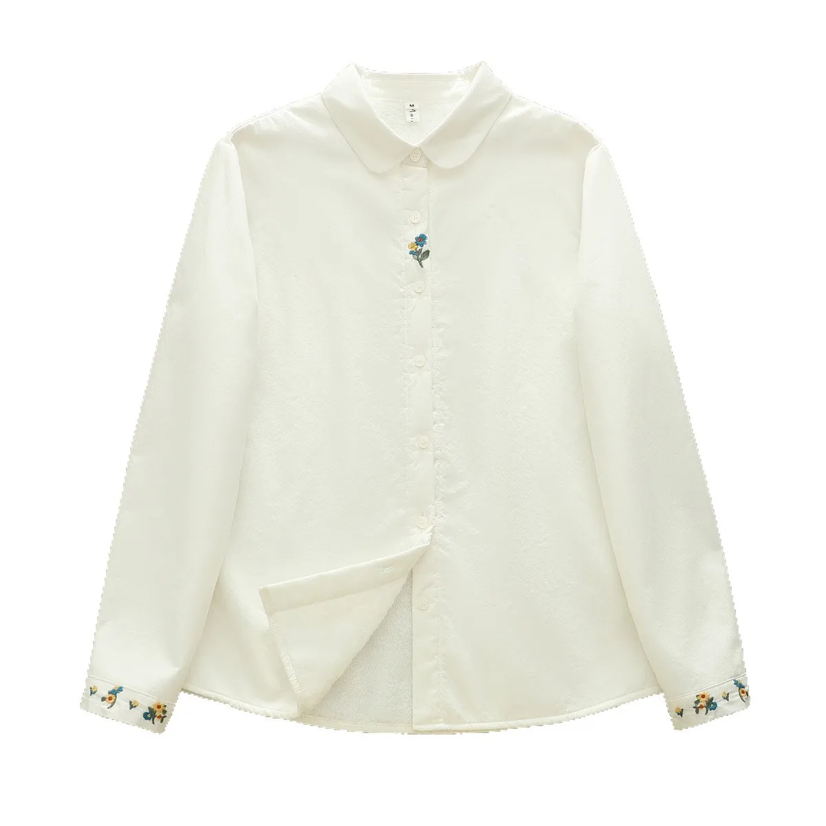 [즉시 배송] 고품질 여성용 면 두꺼운 블라우스 셔츠 2025 겨울 신상 플리스 긴팔 흰색 안감 캐주얼 따뜻한 셔츠