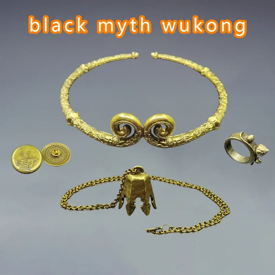 Conjunto Wukong Mito de Três Peças, Versão Coleção Black Physical, Anel, Colar, Crachá, Jogo Comemorativo, Jóias, Decoração