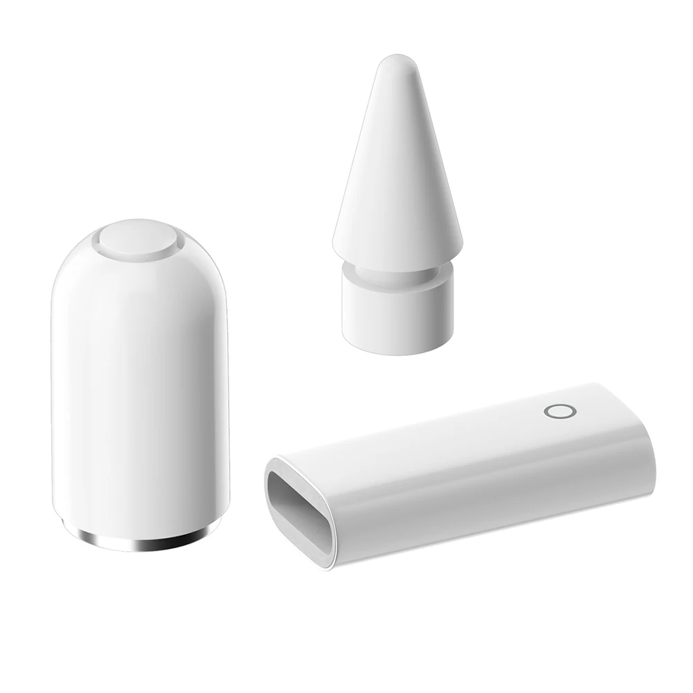 

3-in-1 Charging Adapter Magnetic Pencil Cap Stylus Nib Set Replacement Built-in Smart Chip Lightweight for Apple Pencil 1