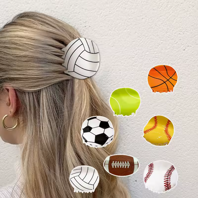 Sports Athletic American Football Basketball Baseball Hair Claw Clips Women Girls Soccer Balls Hair Accessories Headwear - AliExpress 