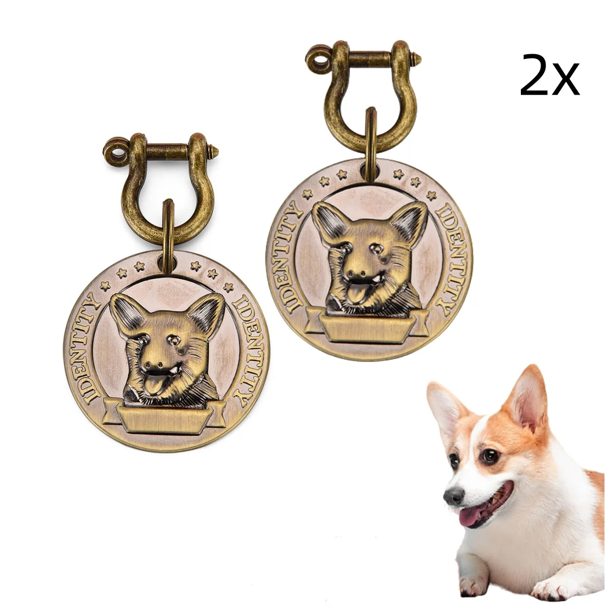 VIP Personalisierter ID-Adressnummern-Hundehalsbandanhänger Anpassbare Gravierte Haustier-ID-Marke für Hund Katze Bronze Namensschild – Detail 8