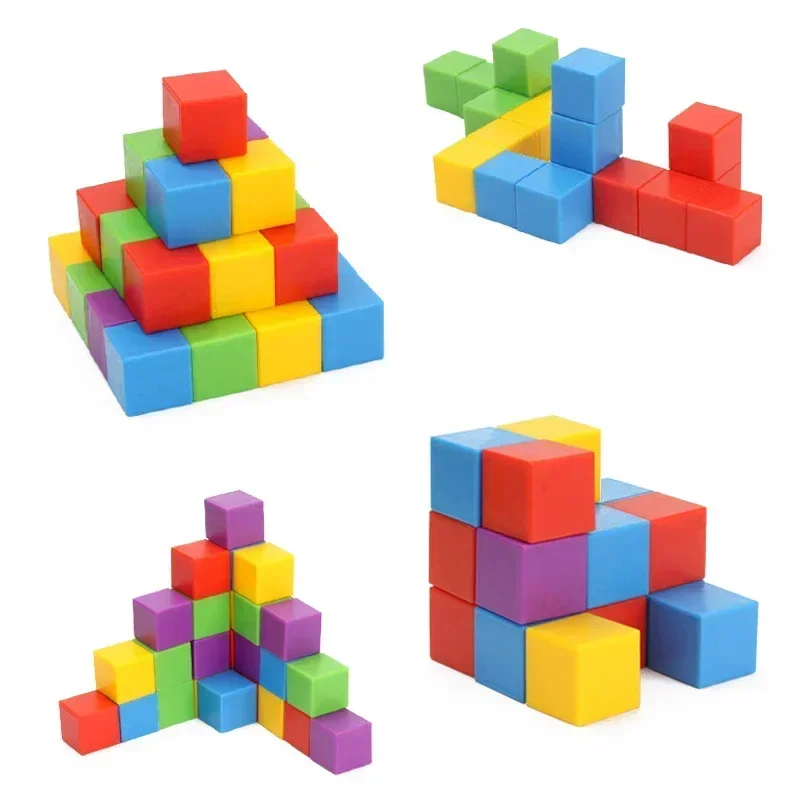 Montessori bloco mágico quebra-cabeça brinquedo espaço pensamento lógico jogo de treinamento arco-íris empilhamento blocos matemática brinquedos educativos para criança