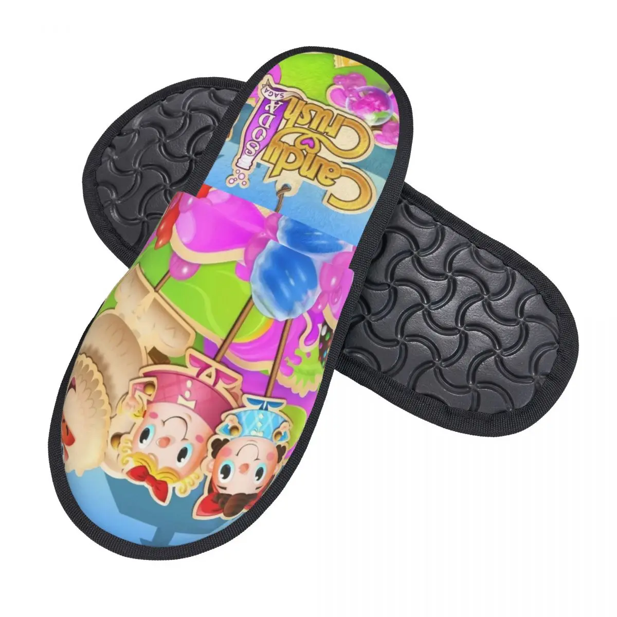 Custom Video Game Colorful Candy Crush Saga House Slippers Women Cozy Memory Foam Slip On Bedroom Slipper Shoes