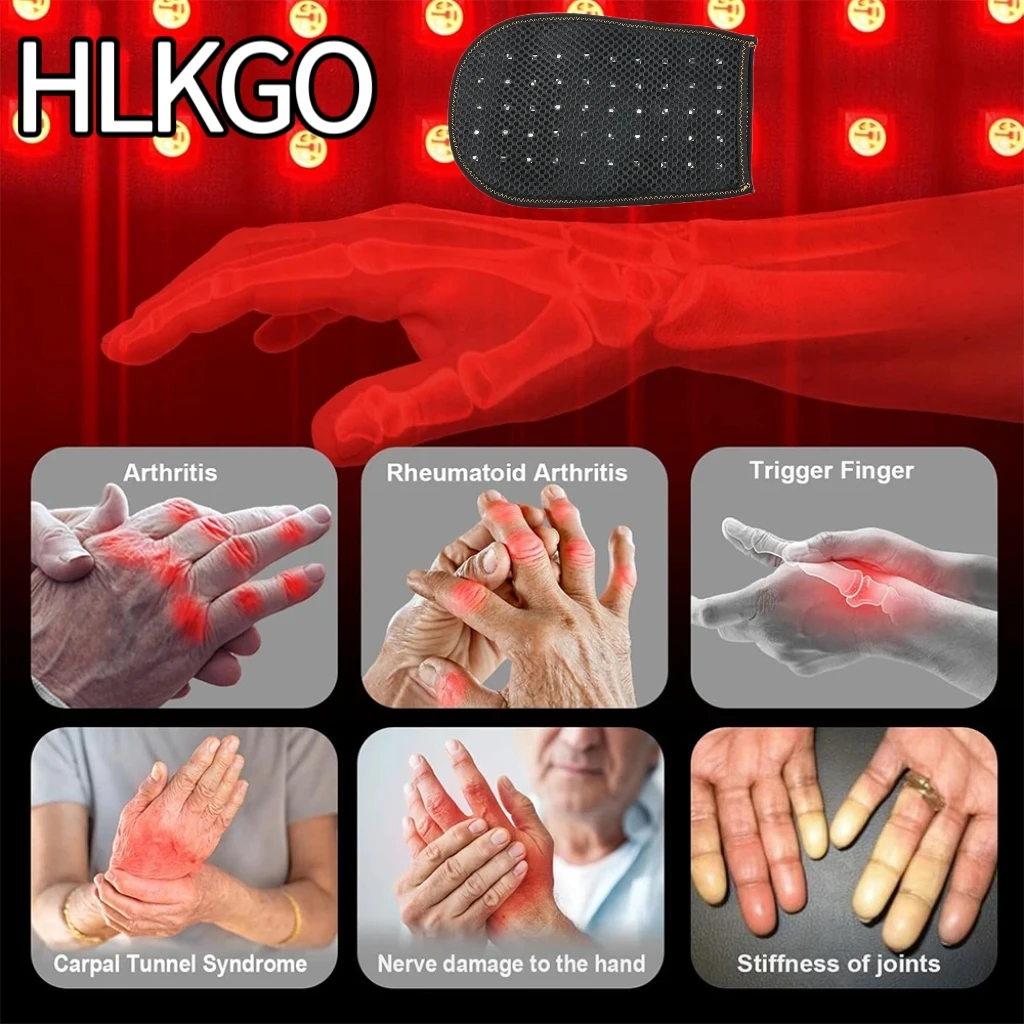 

Rechargeable Infrared Light Therapy Gloves, 660nm 850nm for Hand Pain & Joint Stiffness, Cordless LED Device for Wrists