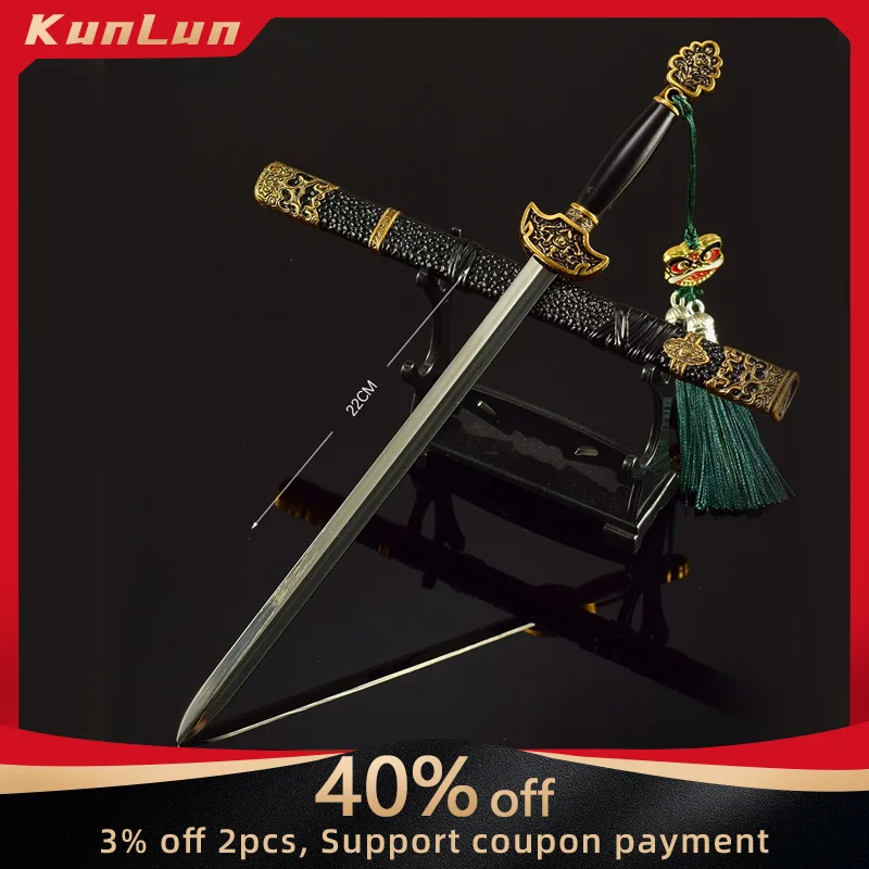 22CM Zwarte Mythe Chinese Game Randapparatuur Zwaard van Demon Doden Metalen Ambachtelijke Wapens Model Collectible Bureau Ornamenten Geschenken speelgoed
