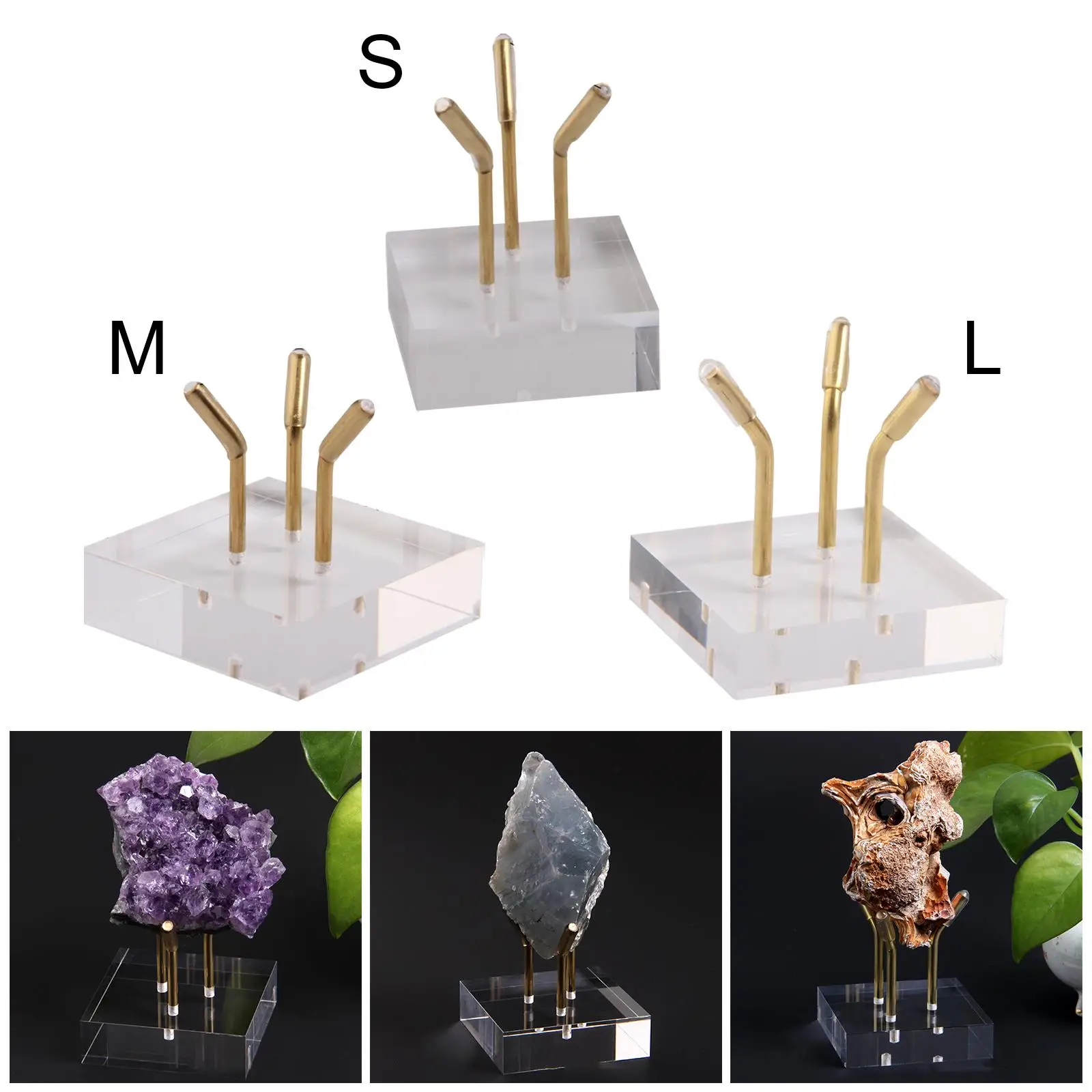Robuster Acryl-Displayhalter, Rack-Stützbasis, Metallarm, Mineral-Display, Staffelei, Ständer für Fossilienmineralien, Probenerz, Geoden