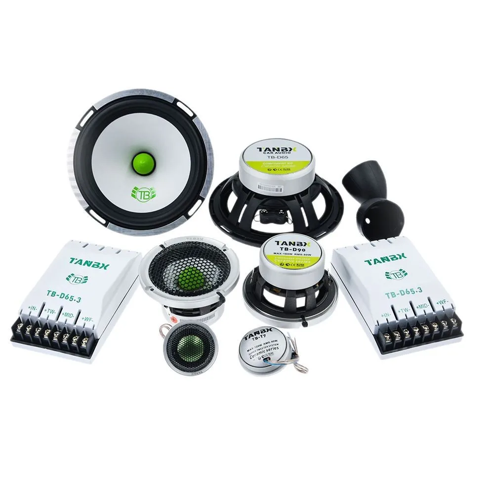 good quality TB65.3 RMS power 100W/max power 400W 6.5-inch 3-way 4OHM component speakers for 12V universal cars